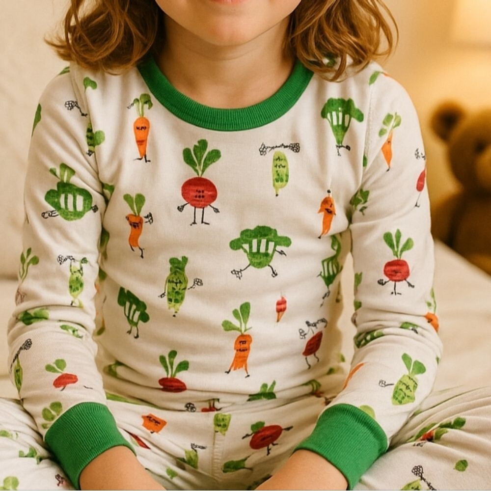 Hanna Andersson Kids Pajama Top US 10 / 140cm Organic Cotton Veggie Print L/S